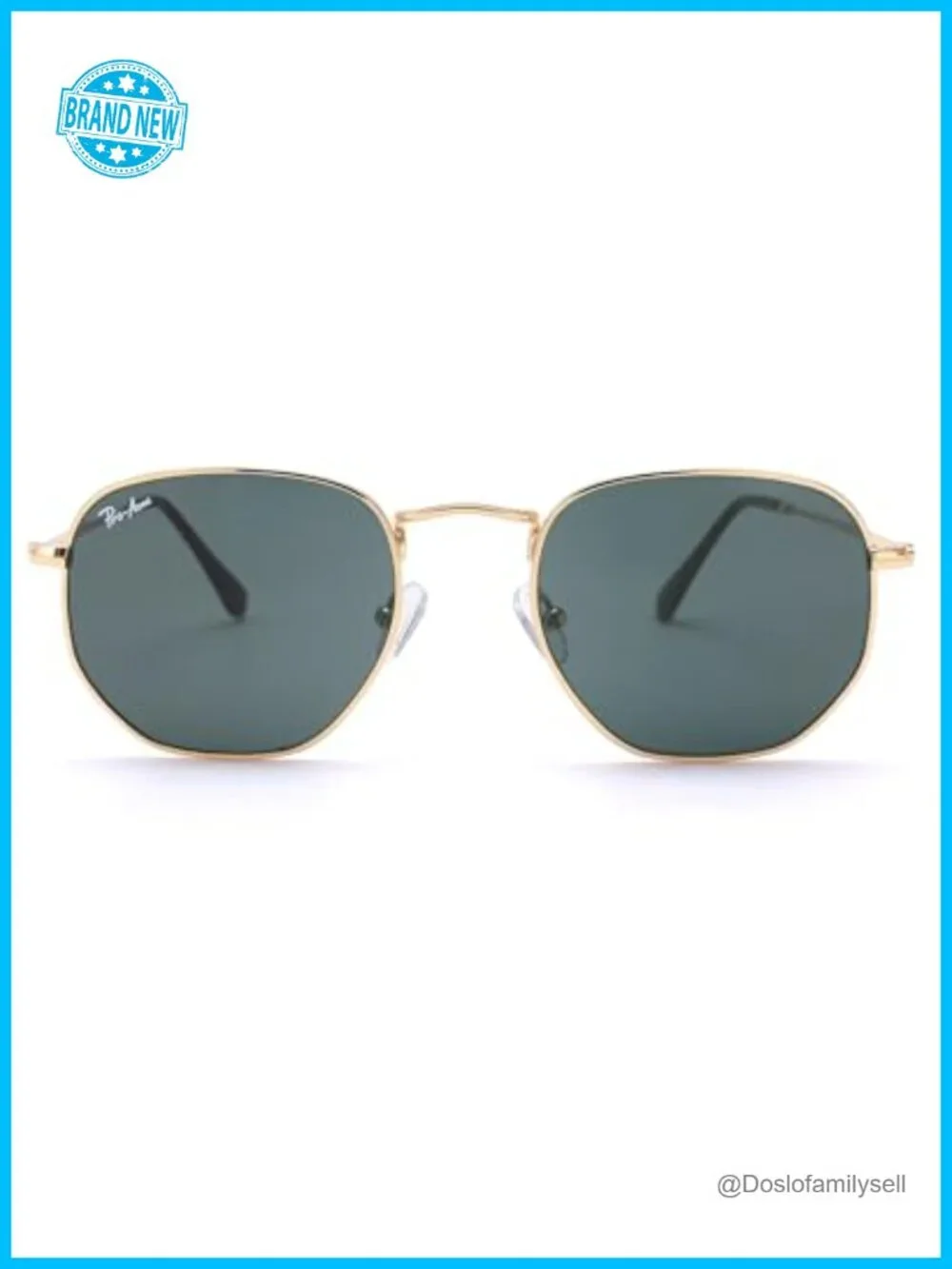Hexagonal Metal Frame Sunglasses with Real Glass Lenses UV400 Protection Unisex